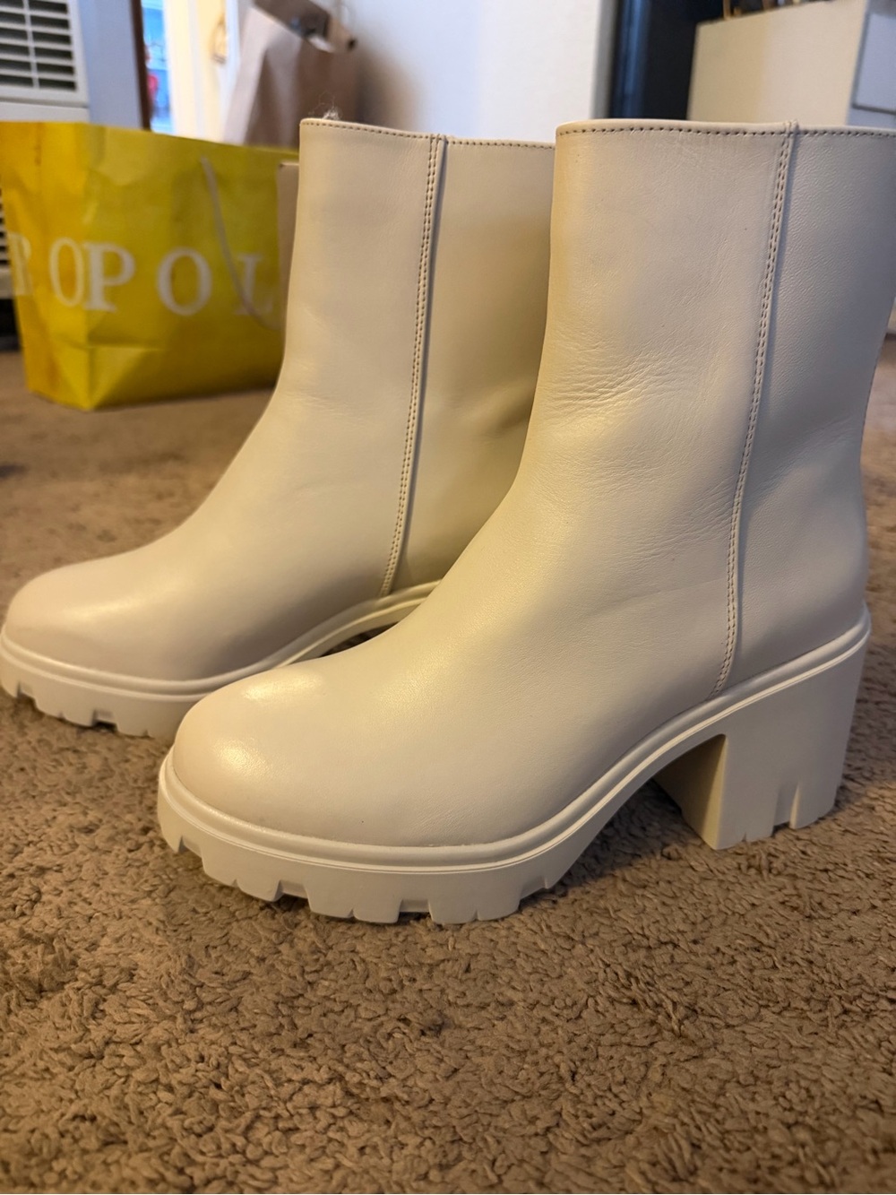 Steve Madden Cream Goucho Platform Ankle Boots